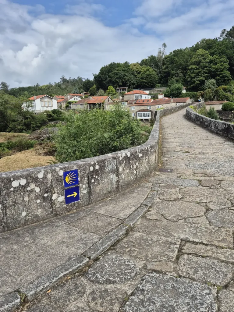 Camino de Santiago sign in Ponte Maceira in Galicia
