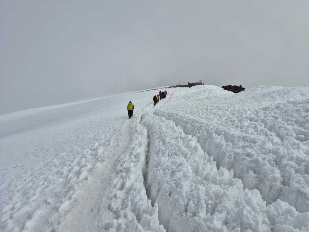 Hikers on final Kilimanjaro climb from Stella Point to Uhuru Peak