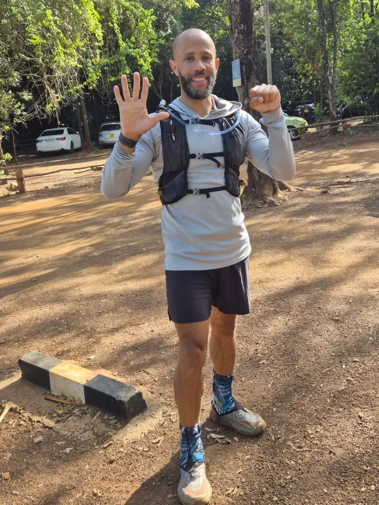 Simon in the car park at Karura Forest