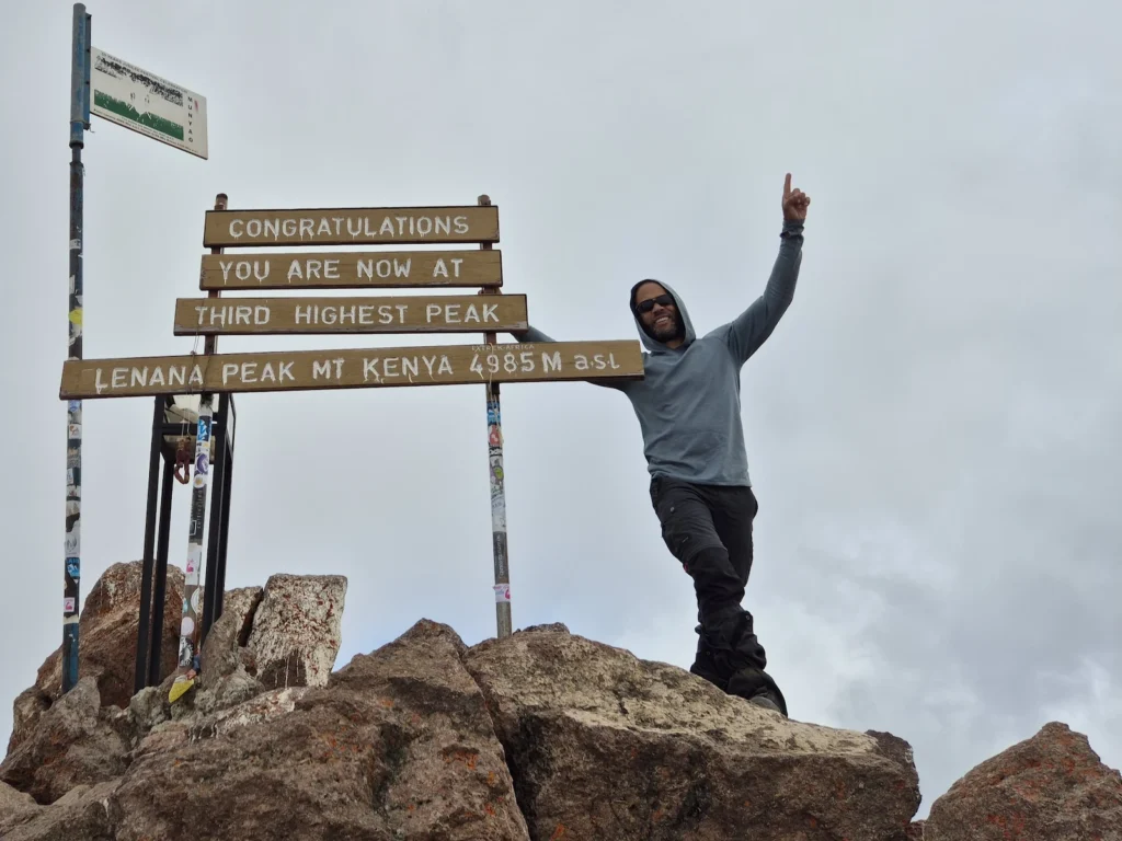 Simon at Point Lenana summit on Mount Kenya
