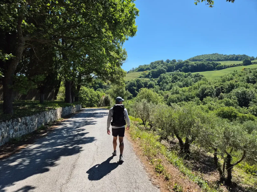 Simon walking along a run in Tuscany